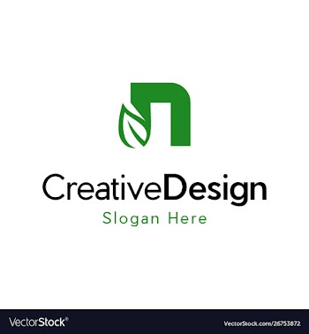 Letter n leaf naturally creative logo design vector image
