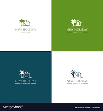 Letter nh holiday beach logo design vector image