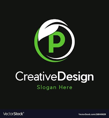 Letter p circle leaf creative business logo vector image