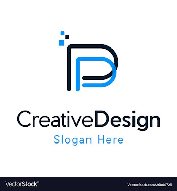 Letter p data pixel creative modern logo vector image