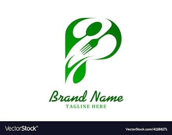 letter p food logo design template