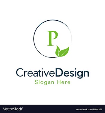 Letter p leaf naturally creative business logo vector image