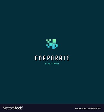 Letter p pixel creative media tech logo design vector image