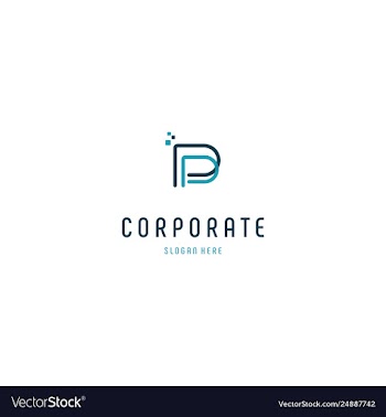 Letter p pixel creative media tech logo design vector image