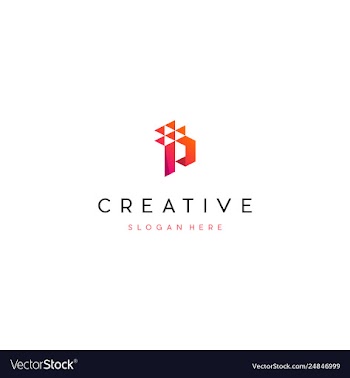 Letter p pixel media digital creative business log vector image