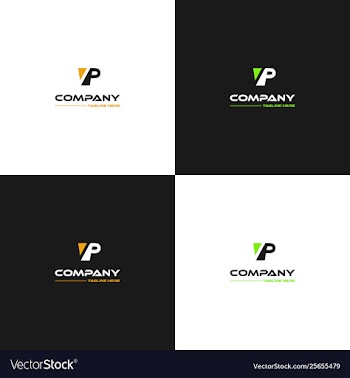 Letter p power company logo design vector image