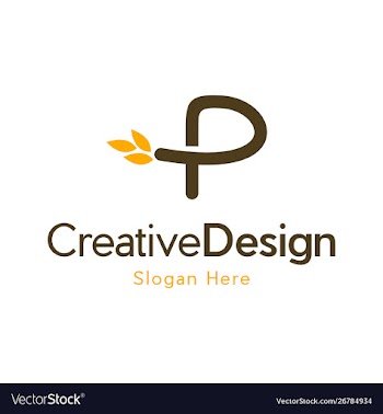 Letter p wheat plant creative business logo vector image