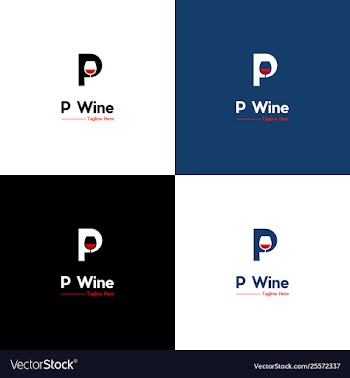 Letter p with wine creative business logo vector image