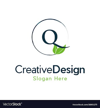 Letter q leaf naturally creative business logo vector image