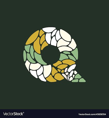 letter q stone mosaic colorful creative modern log