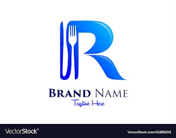 letter r food logo design template