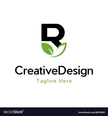 Letter r leaf naturally creative business logo vector image