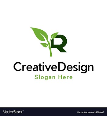 Letter r leaf naturally creative business logo vector image