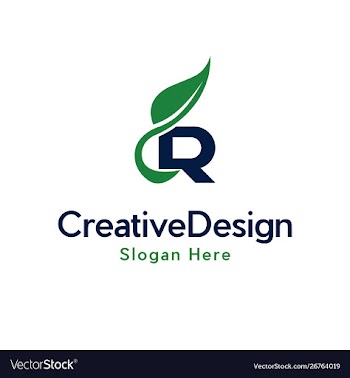 Letter r leaf naturally creative business logo vector image