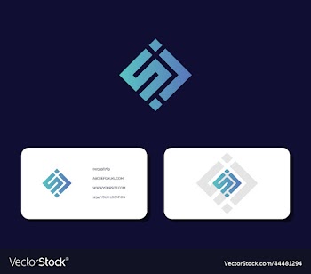 letter s j logo design with business card