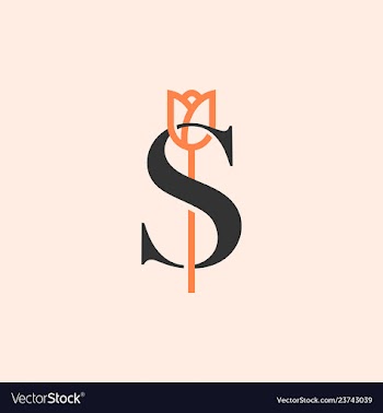 Letter s with rose icon logo vector image