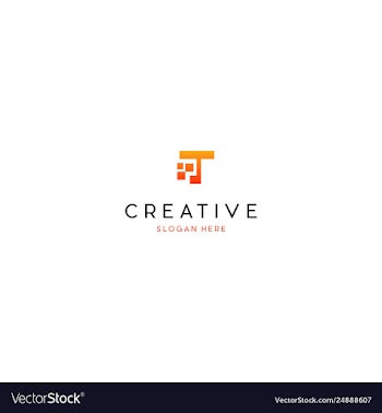 Letter t pixel media tech creative business logo vector image