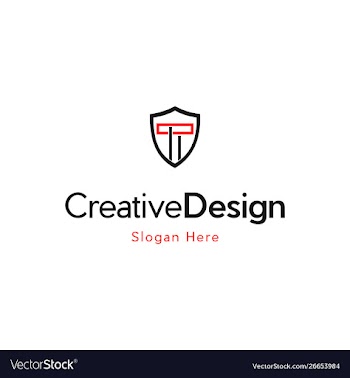 Letter t with shield creative logo design vector image