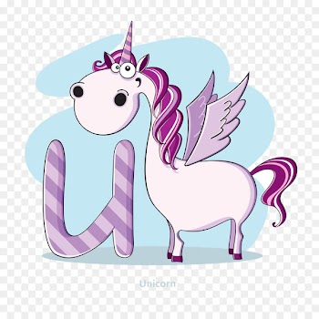 Letter U Alphabet Illustration - Pegasus and letters 