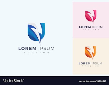 letter u creative 3d electric spark logo