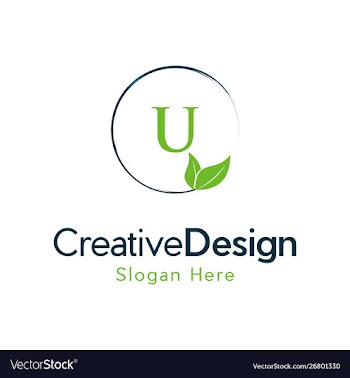 Letter u leaf naturally creative business logo vector image