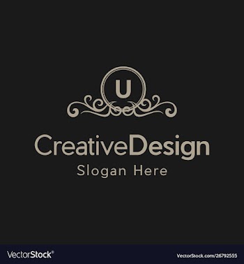 Letter u luxury ornate frame creative business log vector image