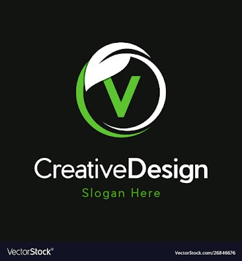 Letter v circle leaf creative business logo vector image