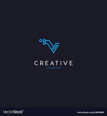 Letter v circuit networking server creative logo vector image