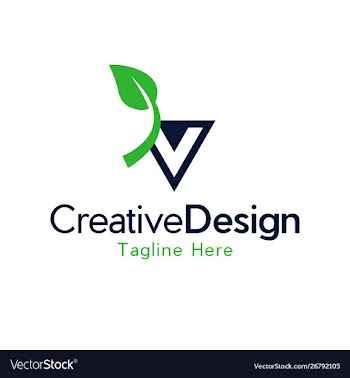 Letter v leaf naturally creative business logo vector image