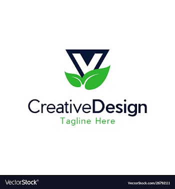 Letter v leaf naturally creative business logo vector image