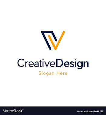 Letter v line creative business logo vector image