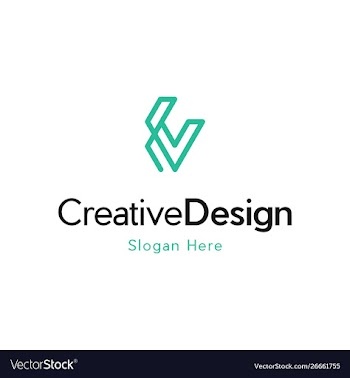Letter v line creative business logo vector image