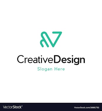 Letter v line creative business logo vector image