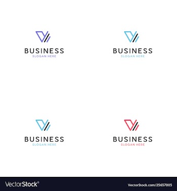 Letter v line logo design vector image