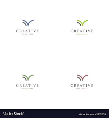 Letter v line technology brand logo vector image