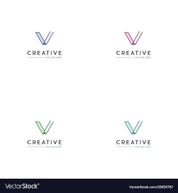 Letter v line technology logo design vector image