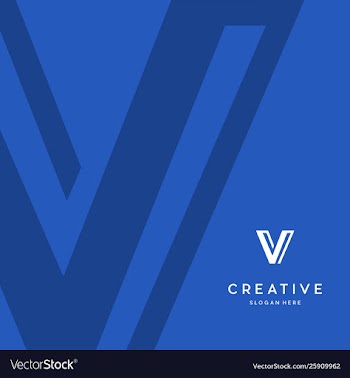 Letter v line with background blue creative logo vector image
