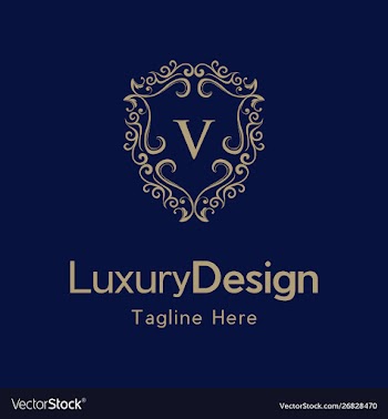 Letter v luxury shield frame creative business log vector image