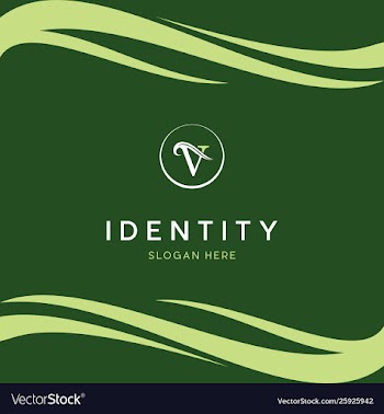 Letter v naturally with business card creative log vector image