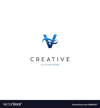 Letter v river water creative business logo design vector image