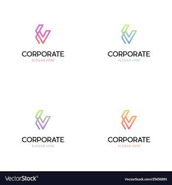 Letter v technology origami logo design vector image