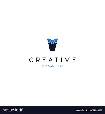 Letter v water river creative business logo vector image