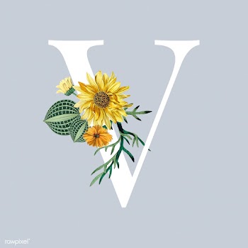 Letter V with blossoms | Free stock vector - 545028