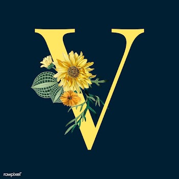 Letter V with blossoms | Free stock vector - 545035