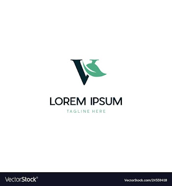 Letter v with leaf creative business logo vector image