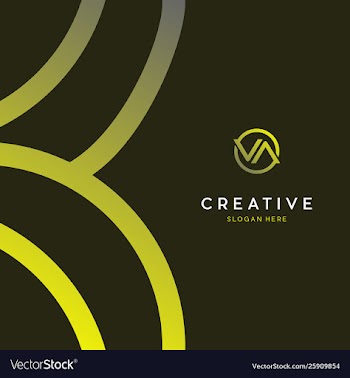 Letter va with background card creative logo vector image