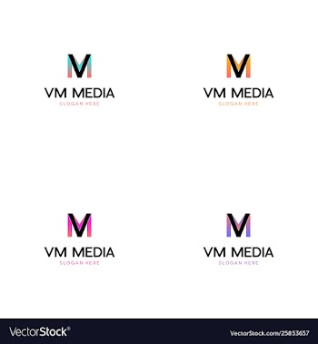 Letter vm media colorful logo deigns vector image