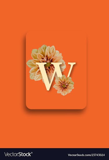 Letter w with dahlia flower vector image