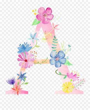 Letter Watercolor painting Poster - Flowers letter A 