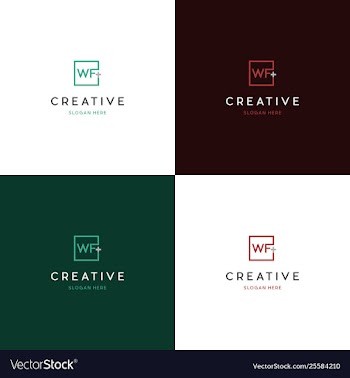 Letter wf medical plus creative business logo vector image